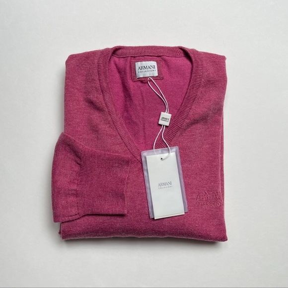 New Armani Collezioni V neck Pink Sweater L size - Picture 6 of 7